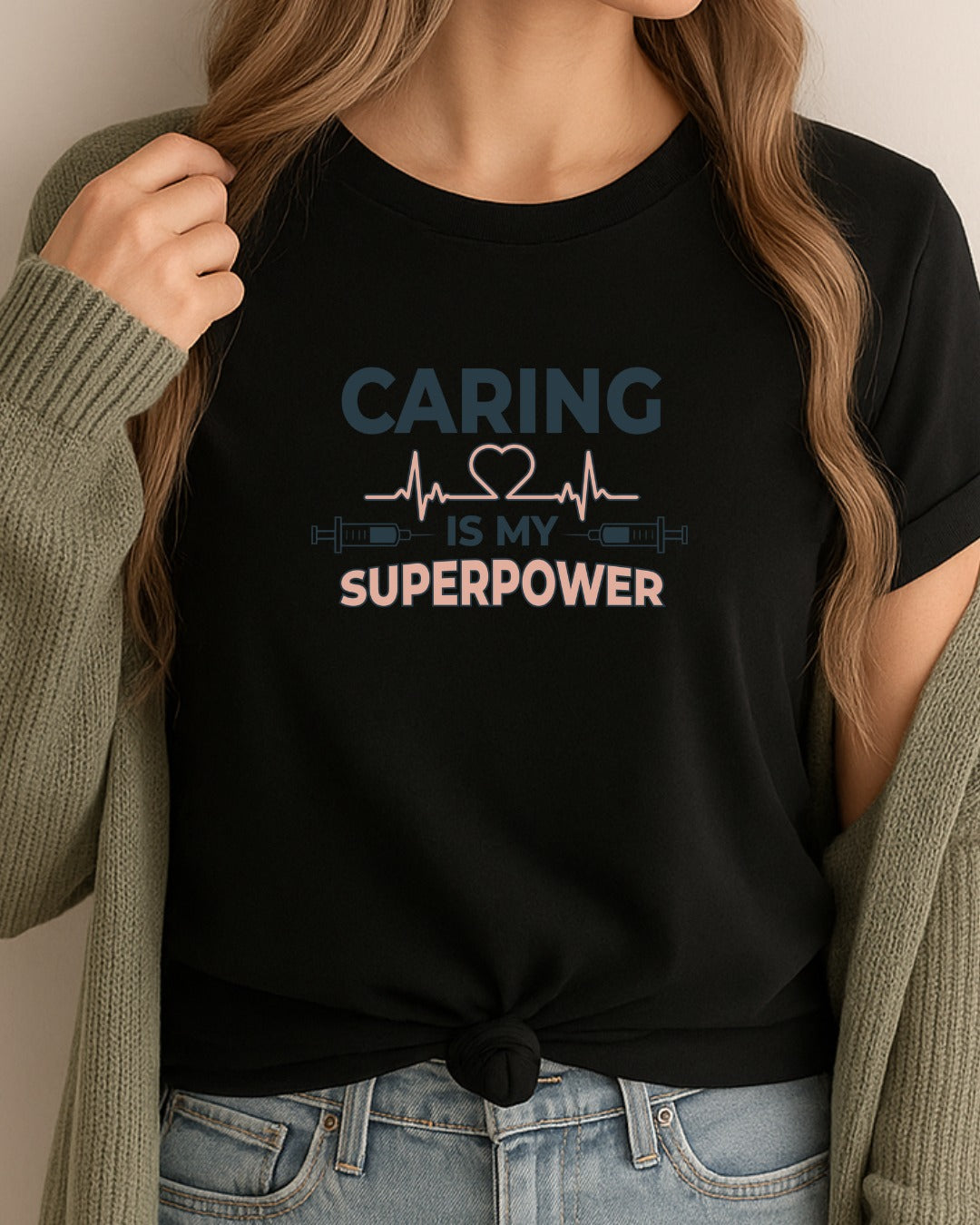 Caring Is My Superpower Tee, Unisex Shirt, Gift for Nurses, Medical Professionals, Inspirational T-Shirt, Casual Wear