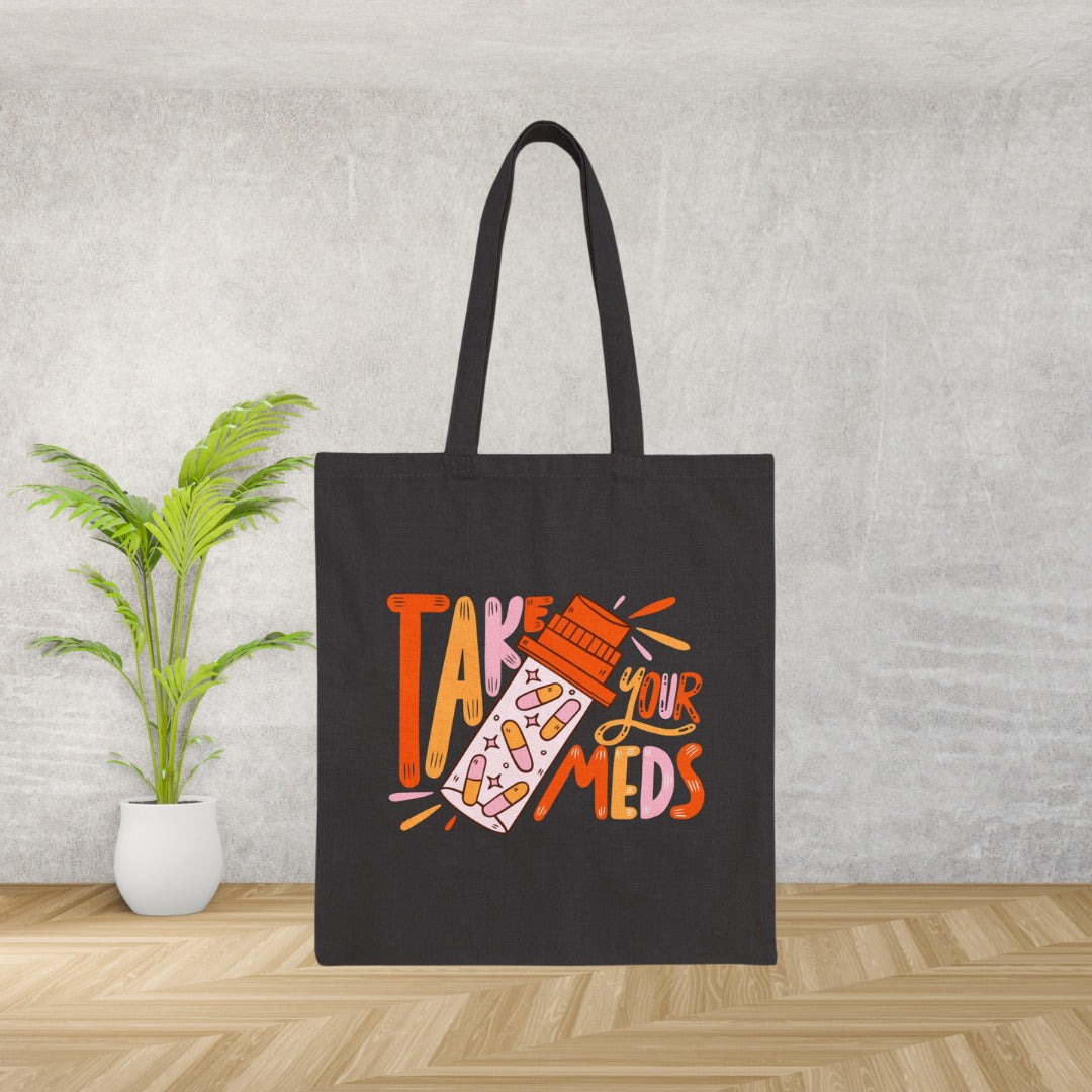 Cute Cotton Canvas Tote Bag, Design, Eco-Friendly Shopping Bag, Gift for Health Enthusiasts, Daily Use Tote