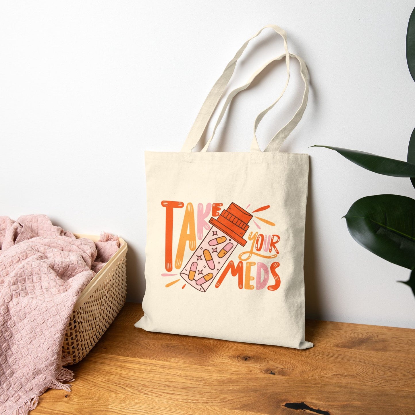 Cute Cotton Canvas Tote Bag, Design, Eco-Friendly Shopping Bag, Gift for Health Enthusiasts, Daily Use Tote