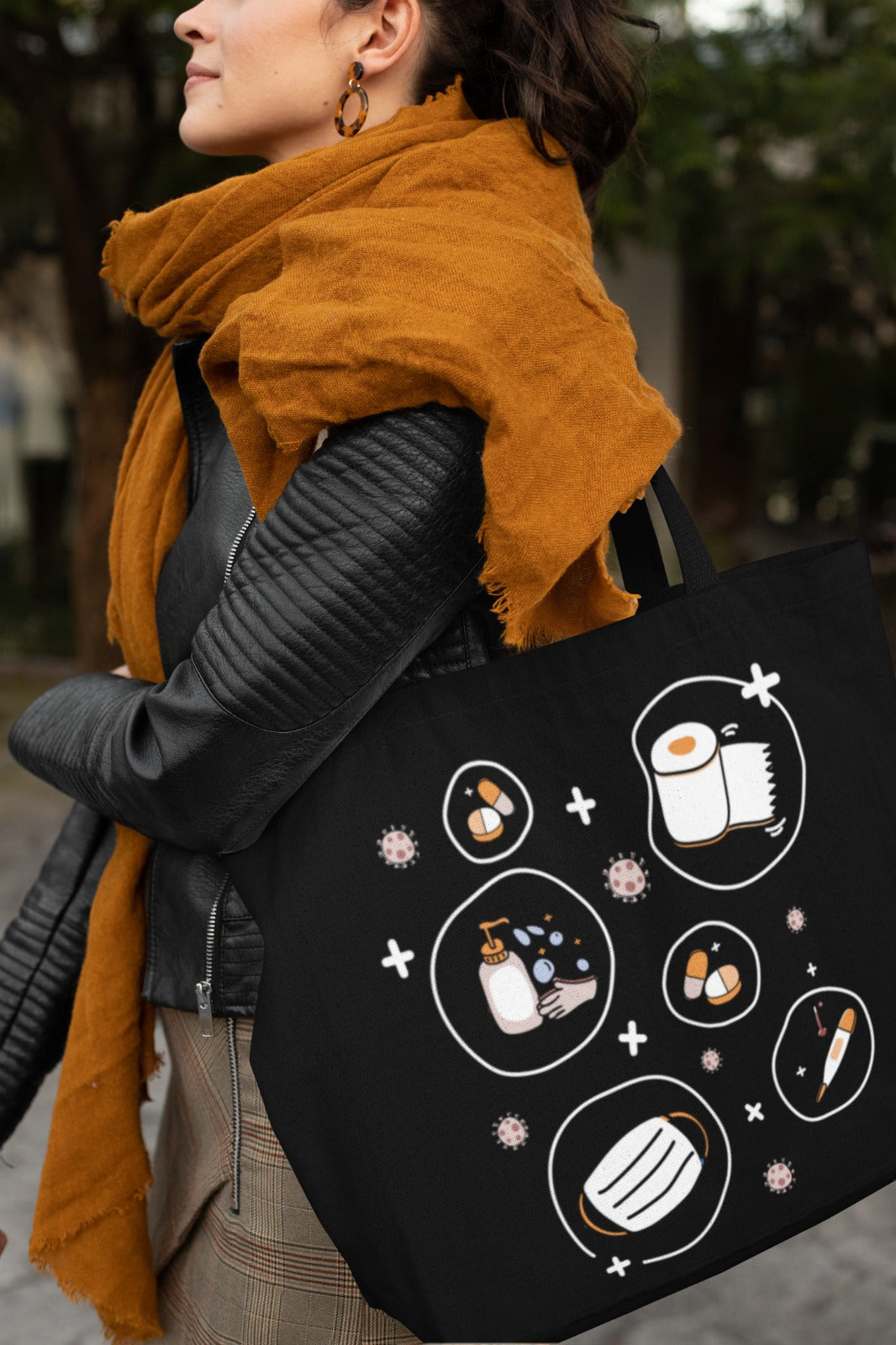 Cute Illustrated Cotton Canvas Tote Bag, Eco-Friendly Bag, Grocery Shopping, Beach, Gift for Food Lovers, Minimalist Design