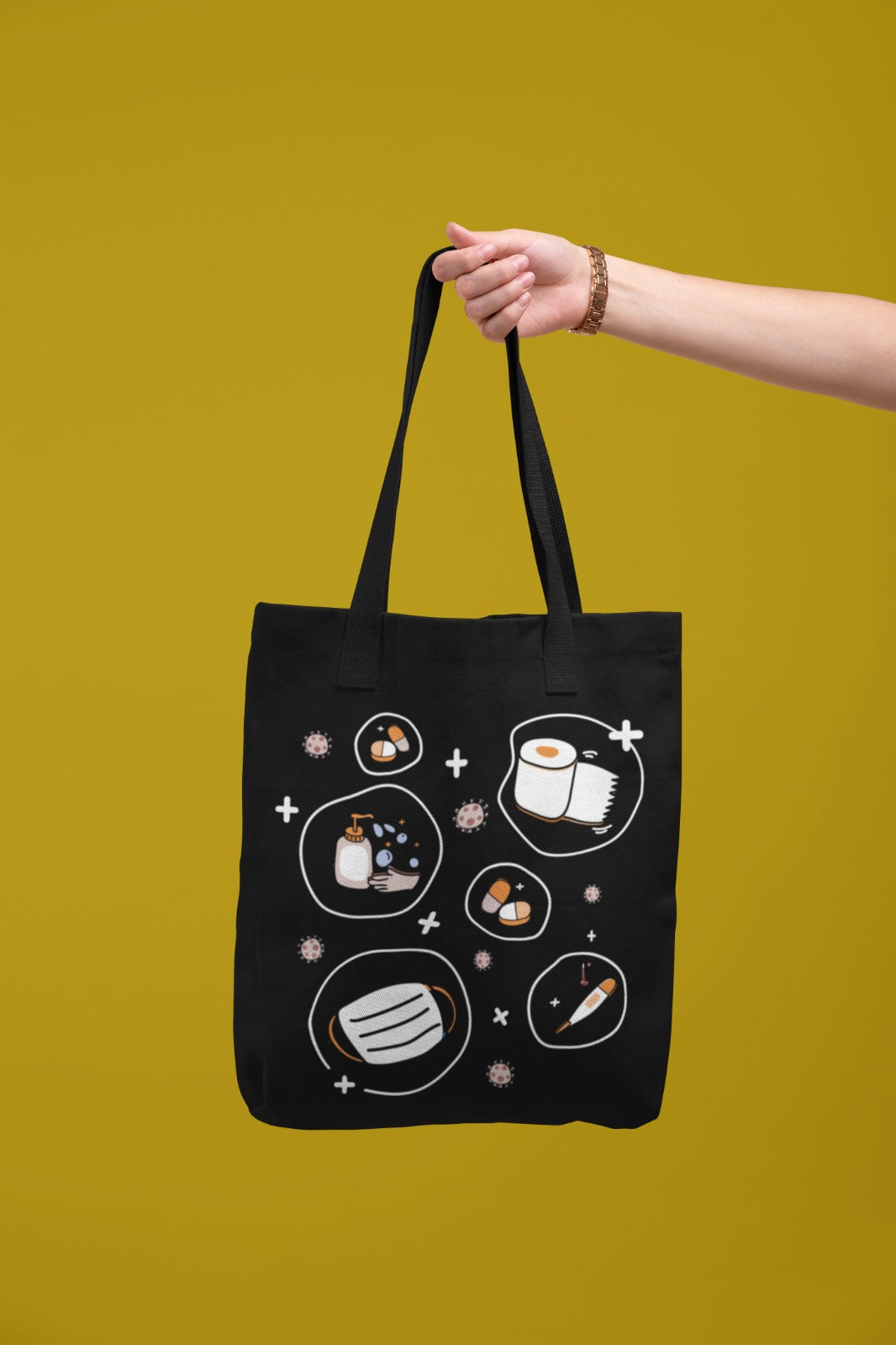 Cute Illustrated Cotton Canvas Tote Bag, Eco-Friendly Bag, Grocery Shopping, Beach, Gift for Food Lovers, Minimalist Design