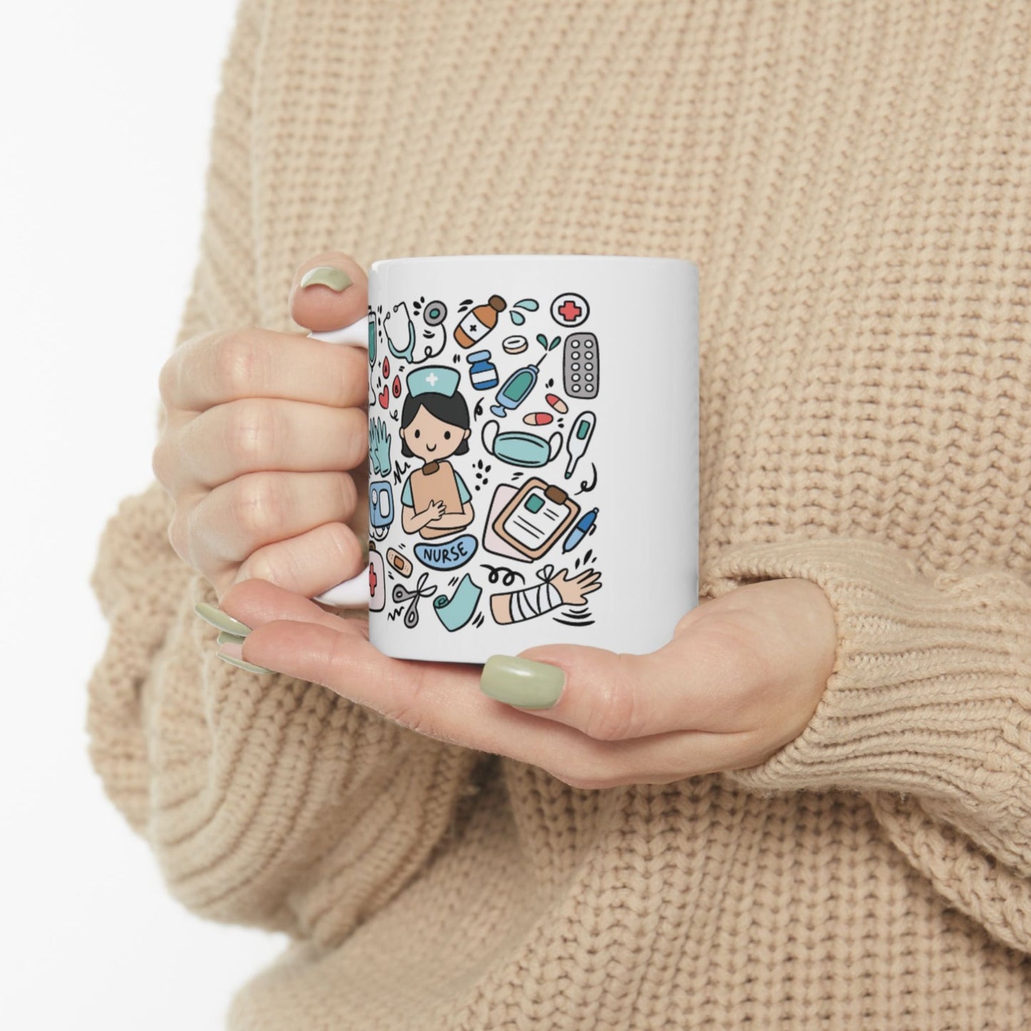 Whimsical Illustrated Ceramic, Mug for Coffee Lovers, Funny Gift for Friends, Cute Kitchenware, Cozy Home Décor, Unique Drinkware