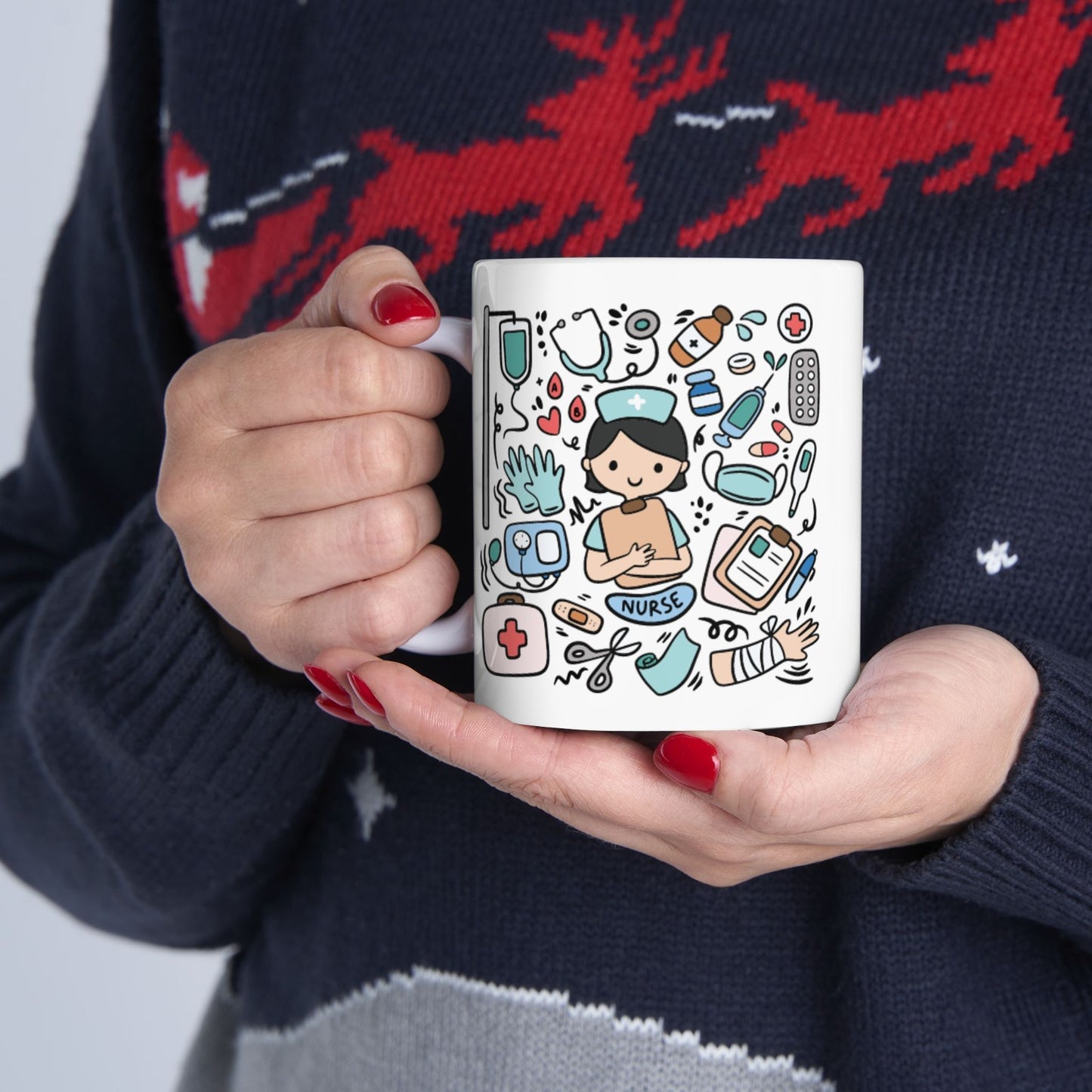 Whimsical Illustrated Ceramic, Mug for Coffee Lovers, Funny Gift for Friends, Cute Kitchenware, Cozy Home Décor, Unique Drinkware