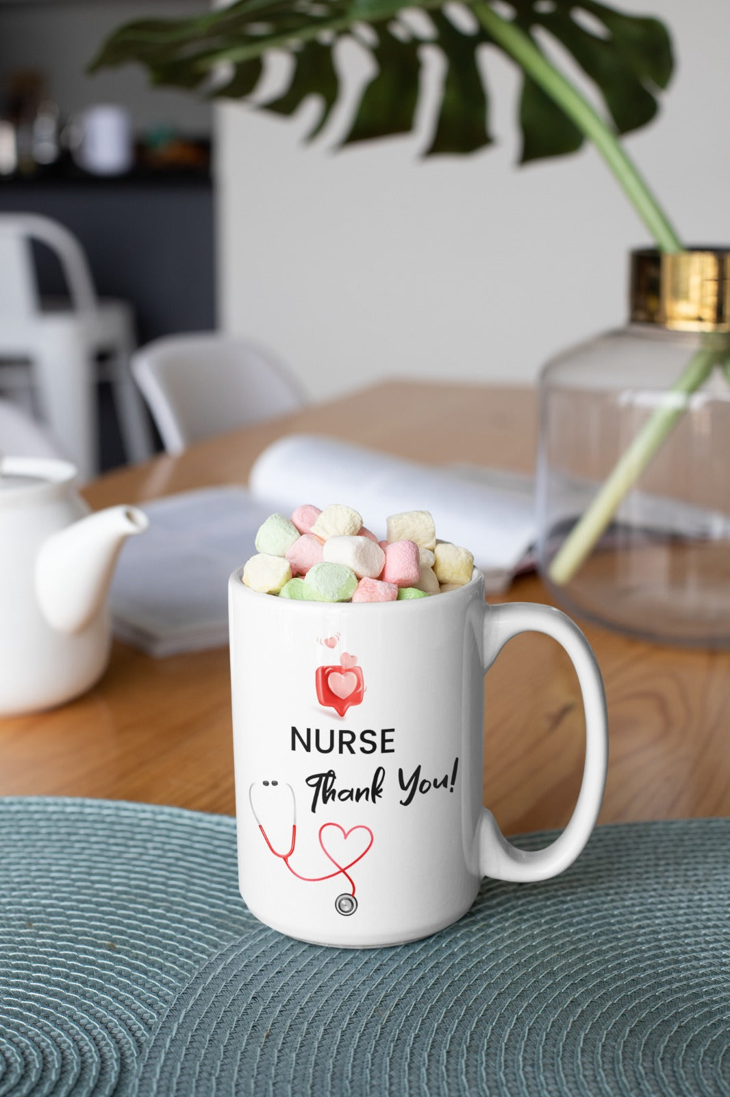 White Ceramic Nurse Mug, Nursing Is a Work of Heart, Thoughtful Gift for RN, LPN, CNA, 11 oz & 15 oz Coffee Cup for Nurse Appreciation, Nurse Week