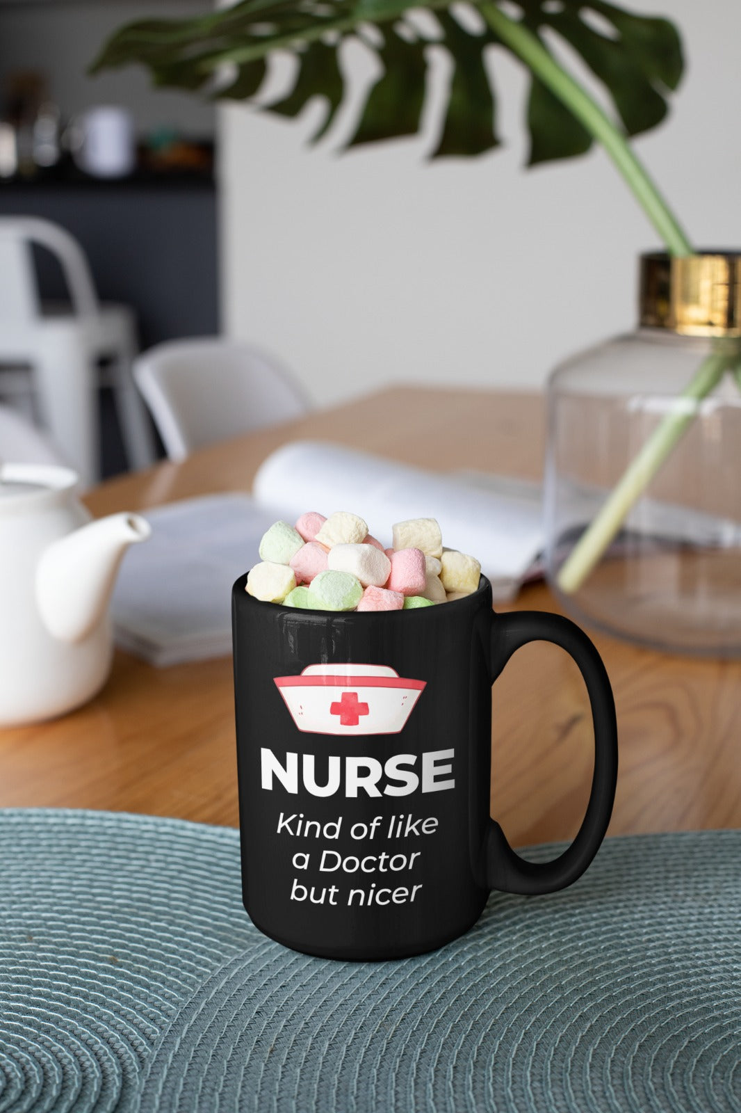 Black Ceramic Nurse Mug, 11 oz & 15 oz Coffee Cup for RN, LPN, CNA, Inspirational Gift for Nurses, Nursing Students, Healthcare Workers Gift