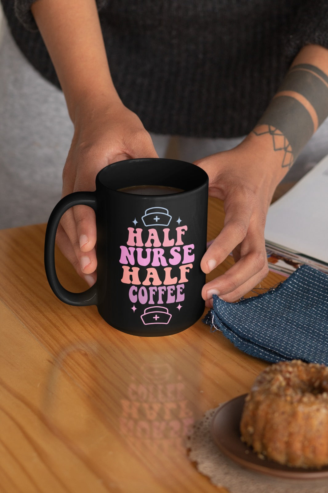 Nurse Mug, Coffee Lover Gift, Nurse Appreciation, RN Graduation Present, Black Mug, Nursing Student Mug, Gift For Nurses, Nursing Mug