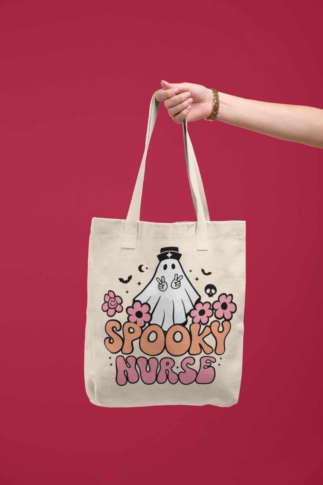 Spooky Nurse Tote Bag | Halloween, Nurse Gift, Cute Halloween Bag, Fun Canvas Tote, Trendy Nurse Accessory