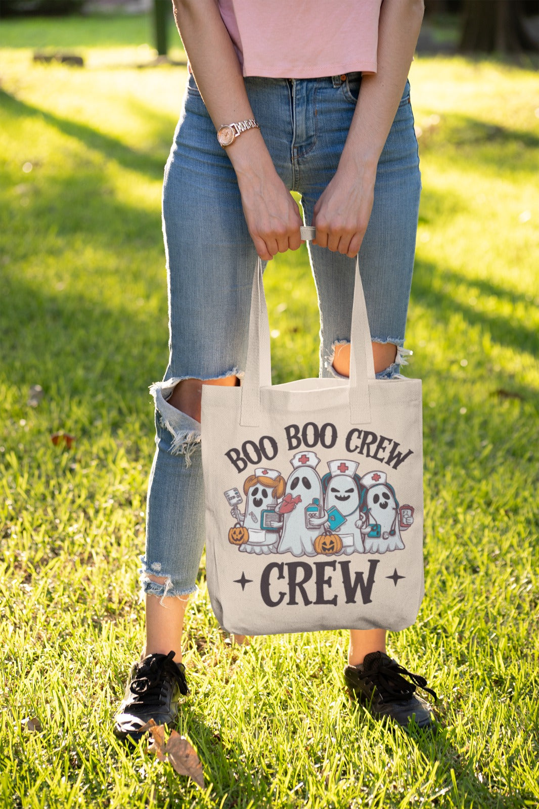 Halloween Dog Crew Cotton Canvas Tote Bag, Trick or Treat Bag, Pet Lovers Gift, Eco-Friendly Shopping Tote, Fall Festival Accessories