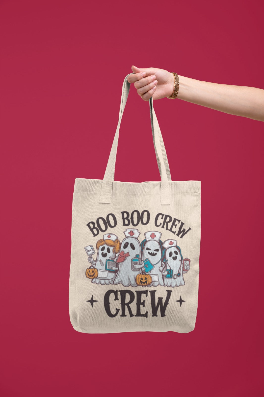 Halloween Dog Crew Cotton Canvas Tote Bag, Trick or Treat Bag, Pet Lovers Gift, Eco-Friendly Shopping Tote, Fall Festival Accessories