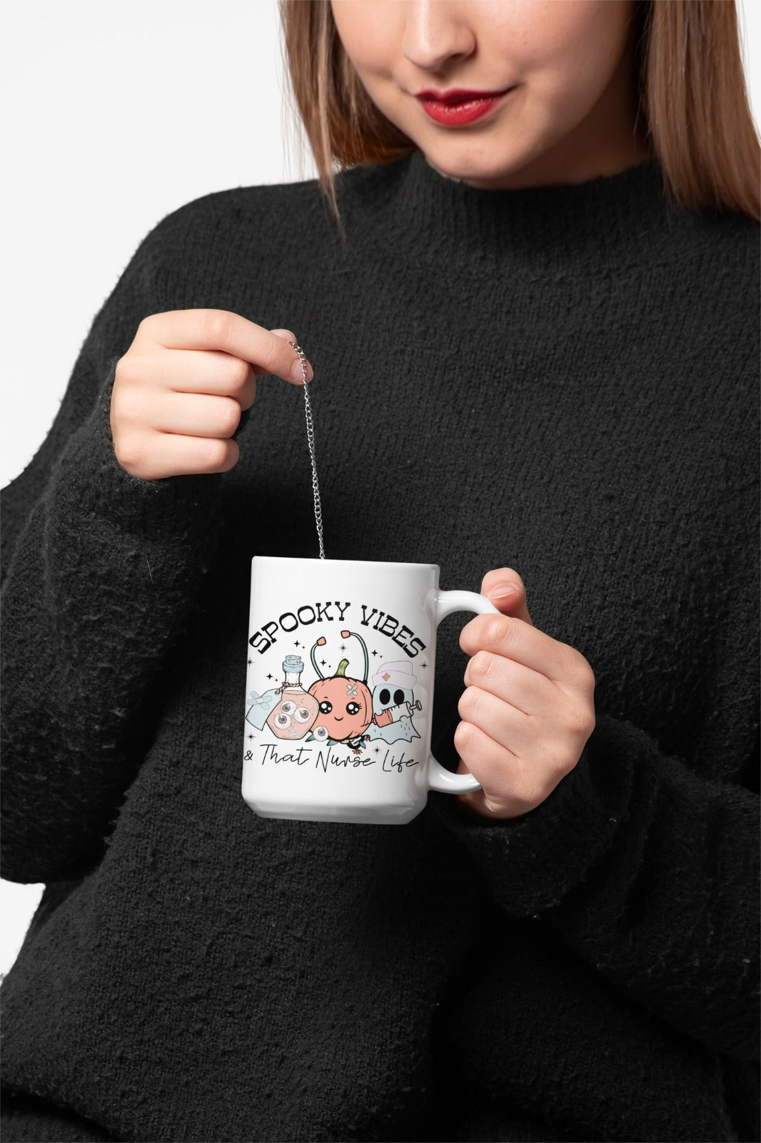 Spooky Vibes Ceramic Mug - Perfect for Halloween, Cozy Home, Gift for Friends, Coffee Lovers, Whimsical Decor