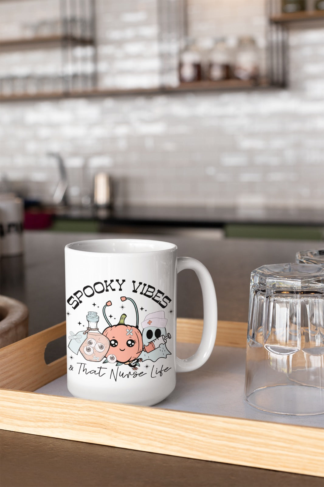 Spooky Vibes Ceramic Mug - Perfect for Halloween, Cozy Home, Gift for Friends, Coffee Lovers, Whimsical Decor