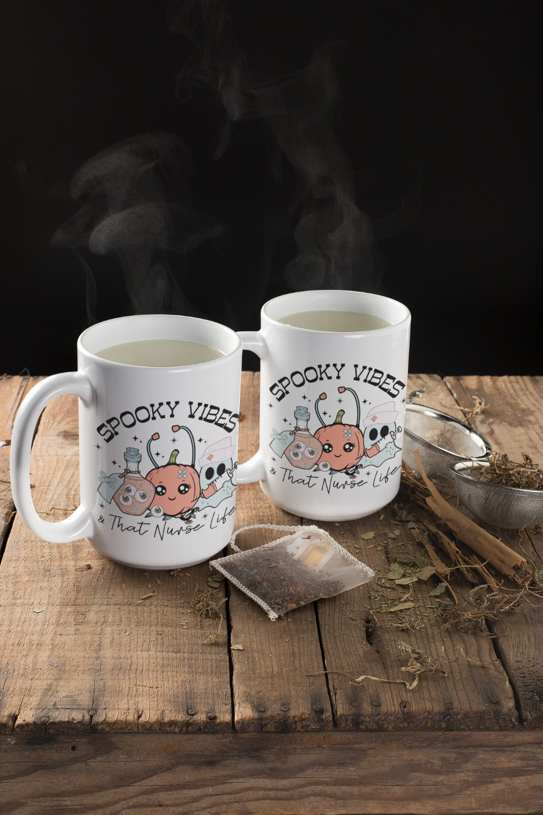 Spooky Vibes Ceramic Mug - Perfect for Halloween, Cozy Home, Gift for Friends, Coffee Lovers, Whimsical Decor