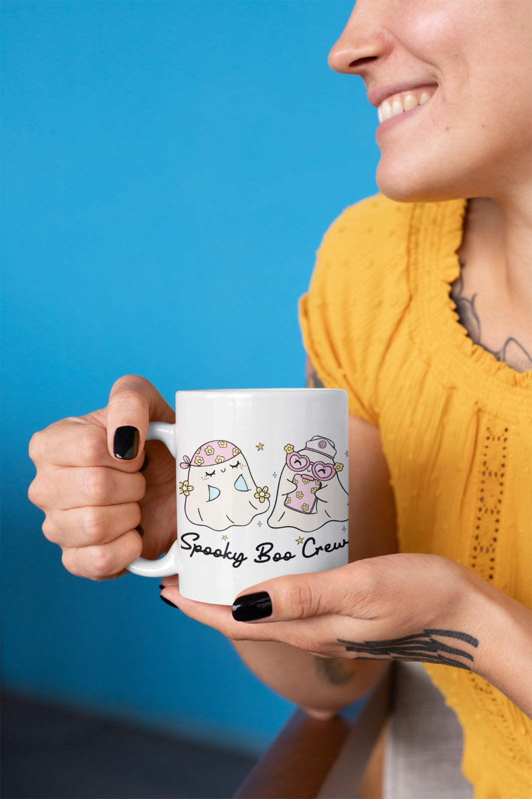 Cute Spooky Ghost Mug, Fun Coffee Cup, Halloween Gift, Kawaii Mug, Spooky Boo Crew Drinkware, Adorable Collectible