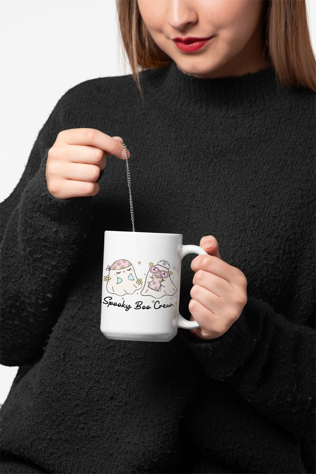 Cute Spooky Ghost Mug, Fun Coffee Cup, Halloween Gift, Kawaii Mug, Spooky Boo Crew Drinkware, Adorable Collectible