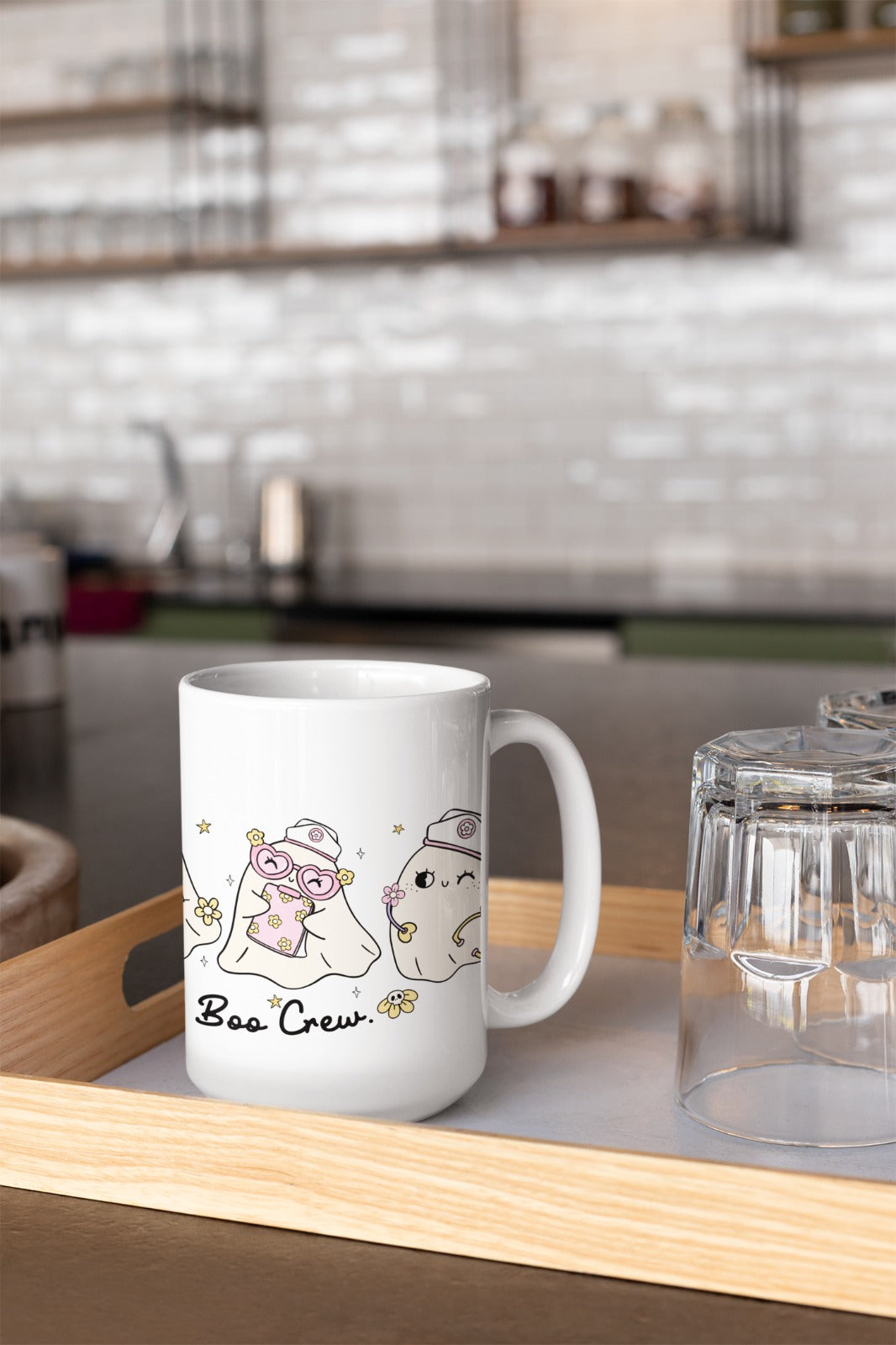 Cute Spooky Ghost Mug, Fun Coffee Cup, Halloween Gift, Kawaii Mug, Spooky Boo Crew Drinkware, Adorable Collectible
