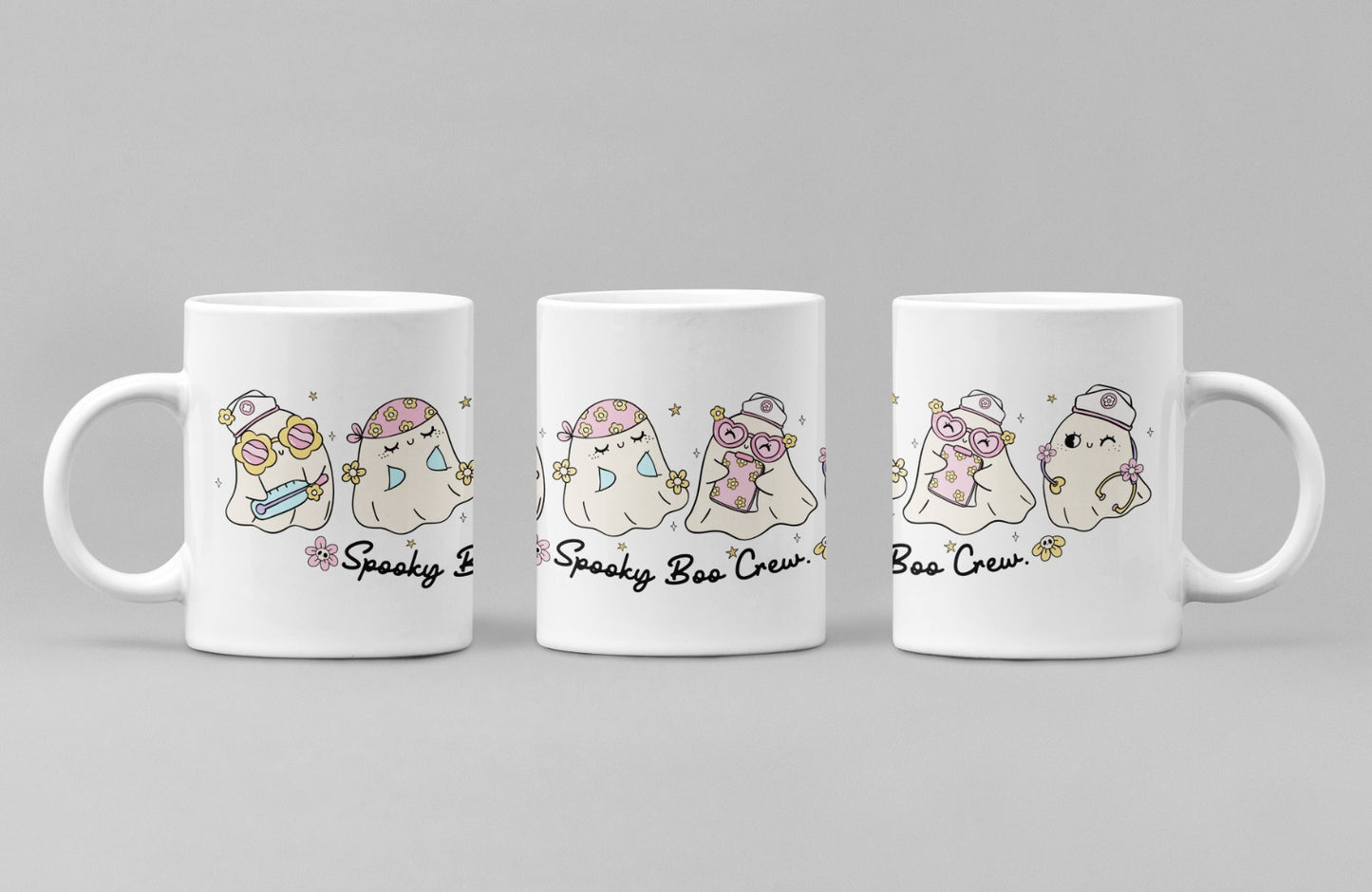 Cute Spooky Ghost Mug, Fun Coffee Cup, Halloween Gift, Kawaii Mug, Spooky Boo Crew Drinkware, Adorable Collectible
