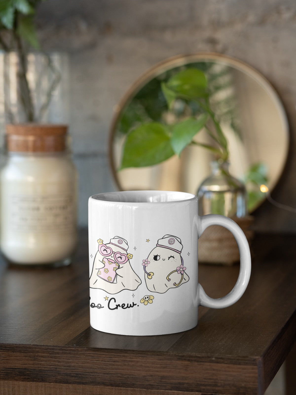 Cute Spooky Ghost Mug, Fun Coffee Cup, Halloween Gift, Kawaii Mug, Spooky Boo Crew Drinkware, Adorable Collectible