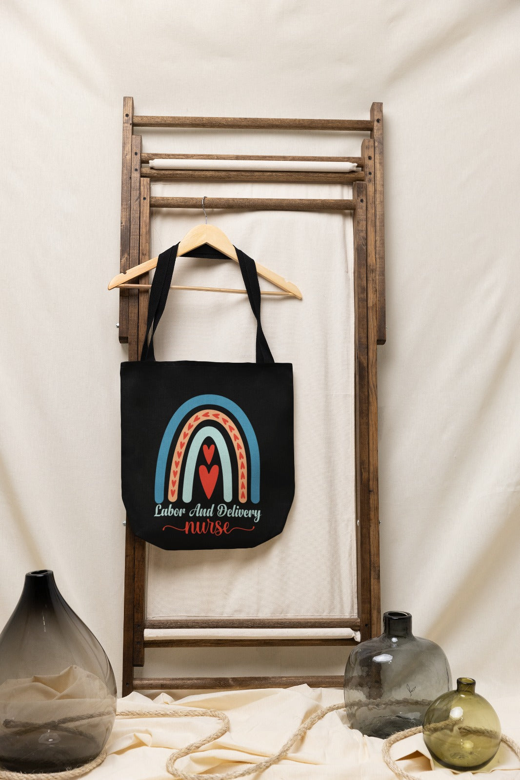 Labor and Delivery Nurse Tote Bag, Nurse Gifts, Rainbow Design Bag, Hospital Tote, Canvas Bag for Nurses, Labor and Delivery
