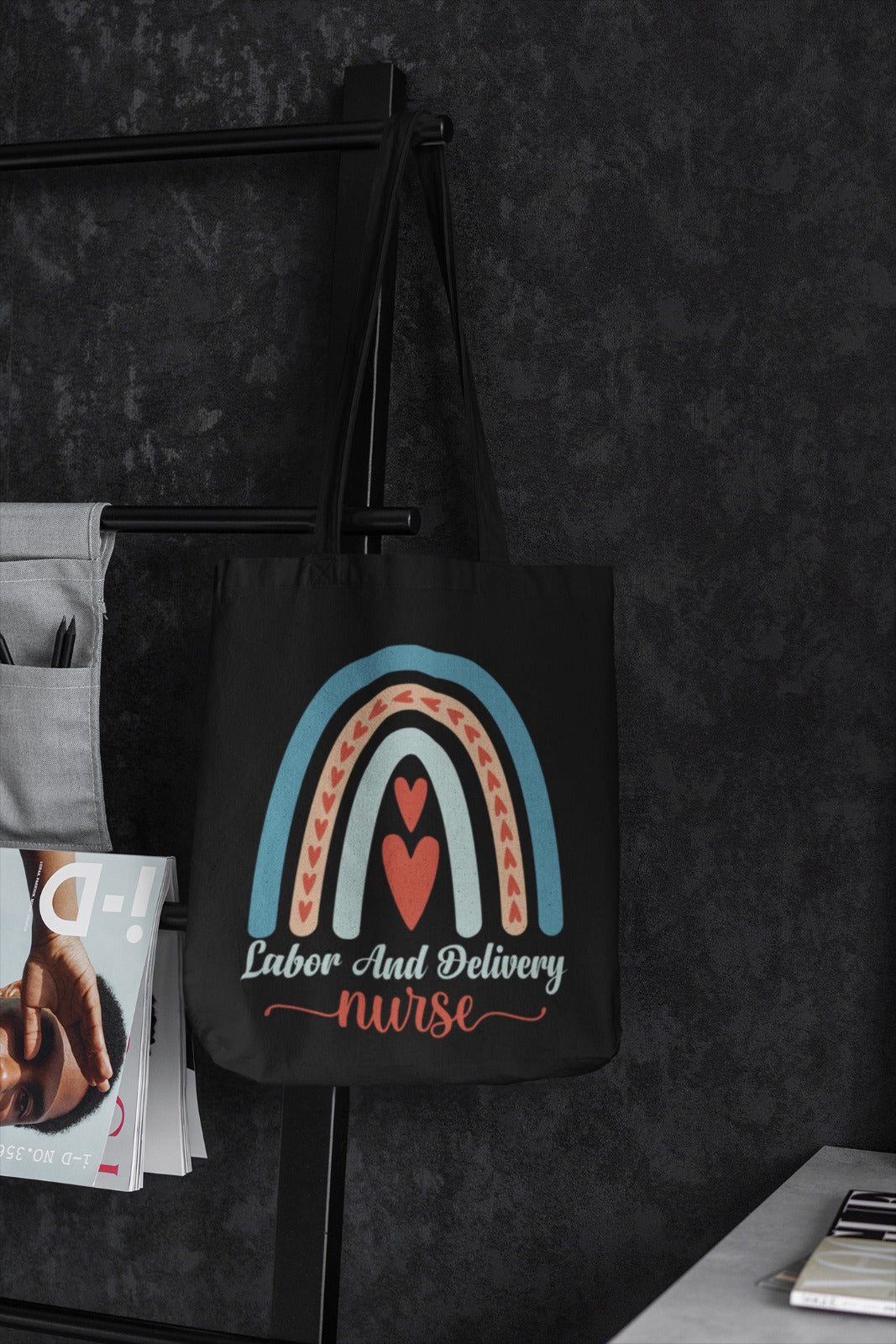 Labor and Delivery Nurse Tote Bag, Nurse Gifts, Rainbow Design Bag, Hospital Tote, Canvas Bag for Nurses, Labor and Delivery