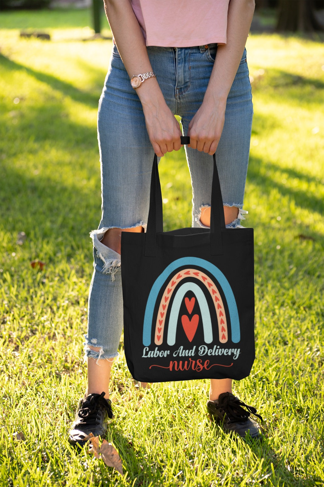 Labor and Delivery Nurse Tote Bag, Nurse Gifts, Rainbow Design Bag, Hospital Tote, Canvas Bag for Nurses, Labor and Delivery
