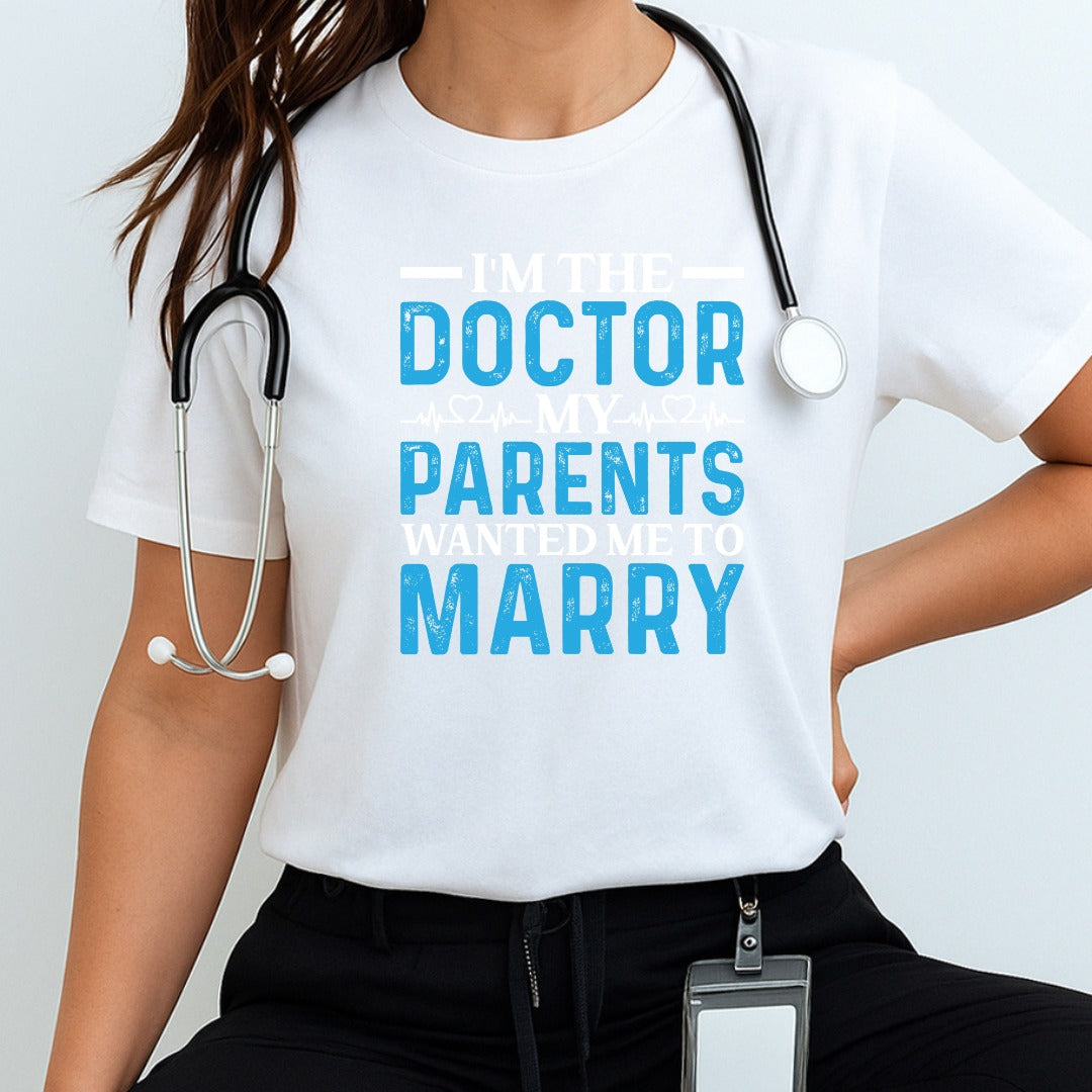 Funny Doctor Parents Marry Tee, Unisex Jersey Tee, Gift for Medical Students, Family Reunion Shirt, Birthday Present
