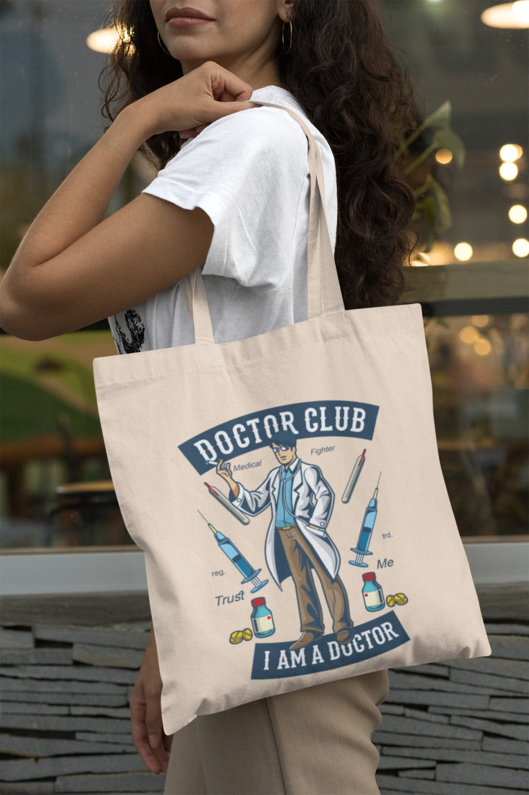 Doctor Club Tote Bag, Funny Doctor Gift, Medical School Tote, Eco-Friendly Shopping Bag, Canvas Bag for Healthcare Workers