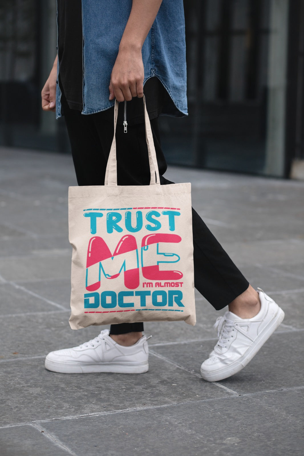 Funny Doctor Tote Bag, Gift for Medical Students, Eco-Friendly Canvas Bag, Trust Me I'm Almost Doctor, Cute Doctor Gifts, Nurse Humor