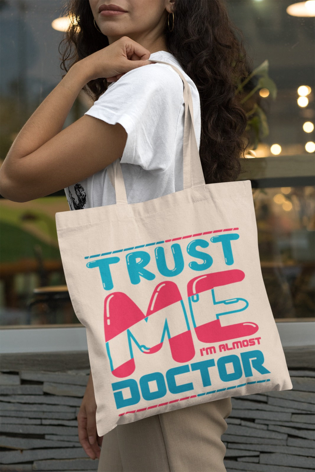 Funny Doctor Tote Bag, Gift for Medical Students, Eco-Friendly Canvas Bag, Trust Me I'm Almost Doctor, Cute Doctor Gifts, Nurse Humor