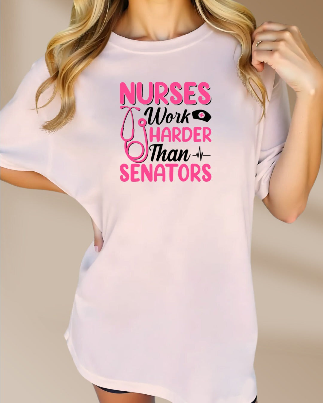 Nurse Humor Tee, Nurses Work Harder, Funny Gift for Nurses, Healthcare Appreciation, Nurse Holidays