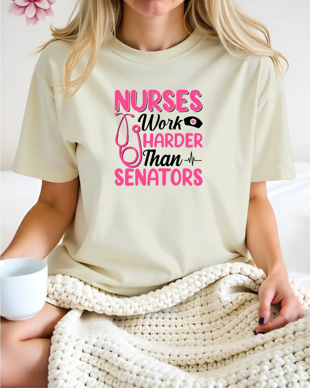 Nurse Humor Tee, Nurses Work Harder, Funny Gift for Nurses, Healthcare Appreciation, Nurse Holidays
