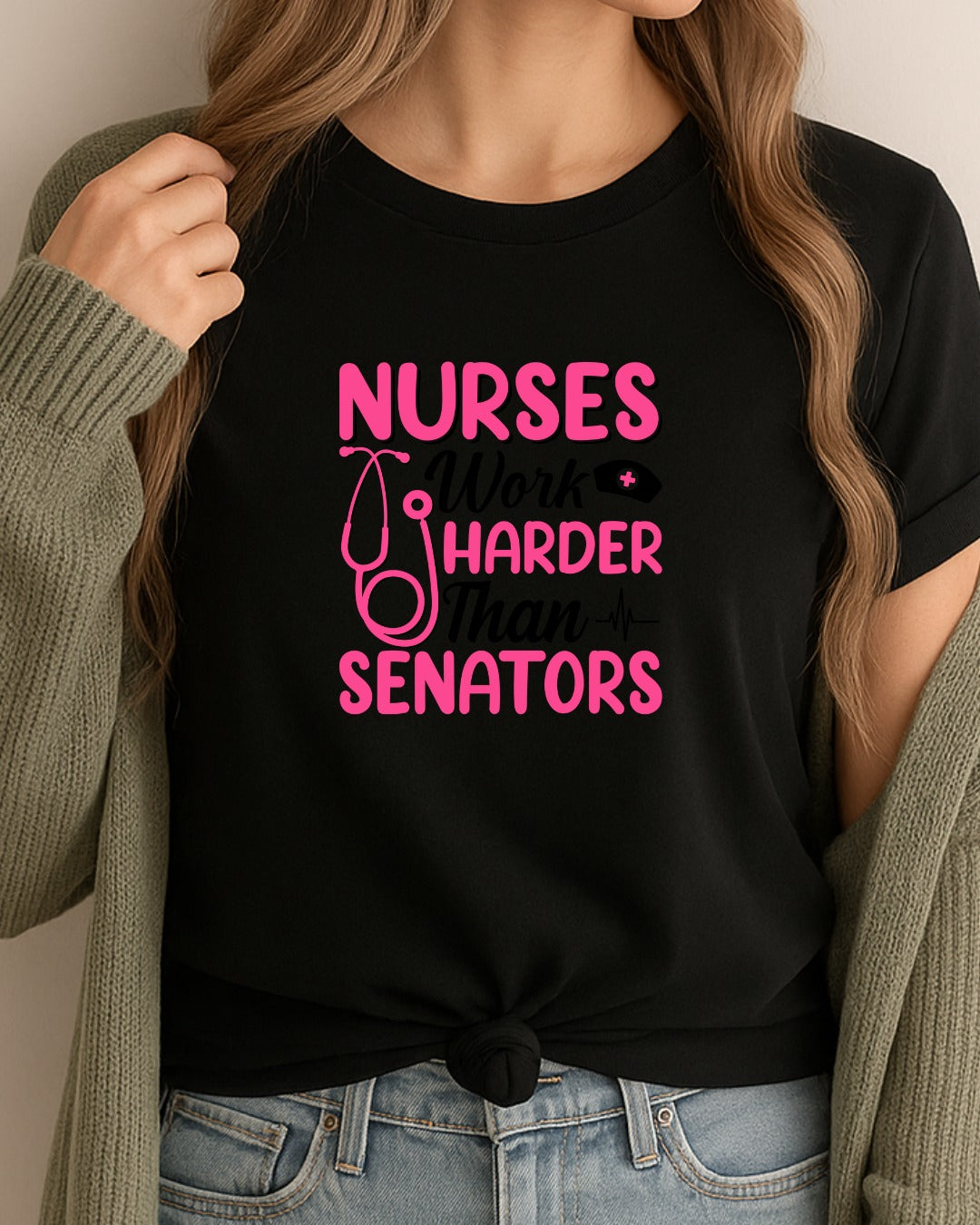 Nurse Humor Tee, Nurses Work Harder, Funny Gift for Nurses, Healthcare Appreciation, Nurse Holidays