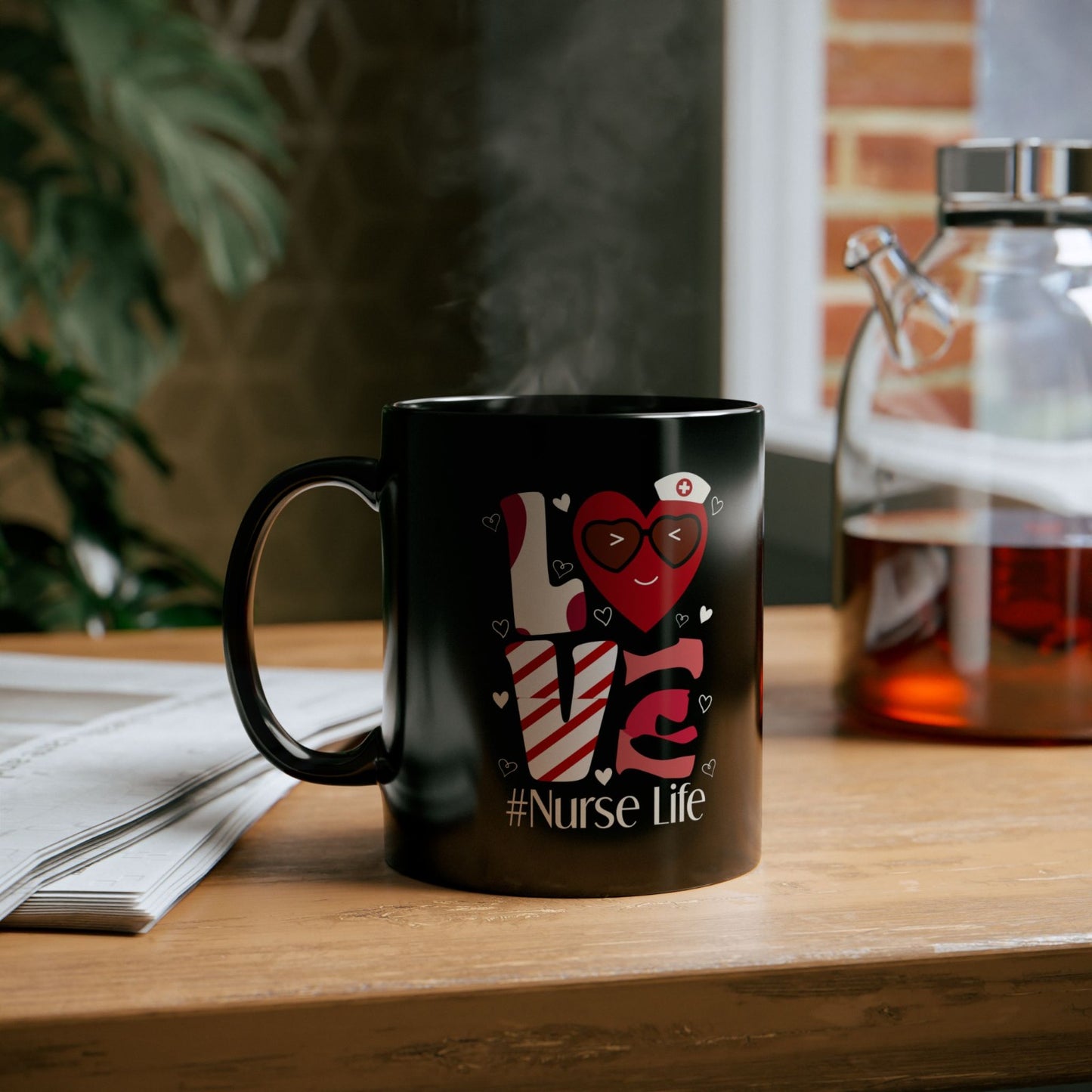 Nurse Life Mug, Black Coffee Cup for Nurses, Valentine's Gift, Funny Nursing Mug, Perfect for Nurses' Day