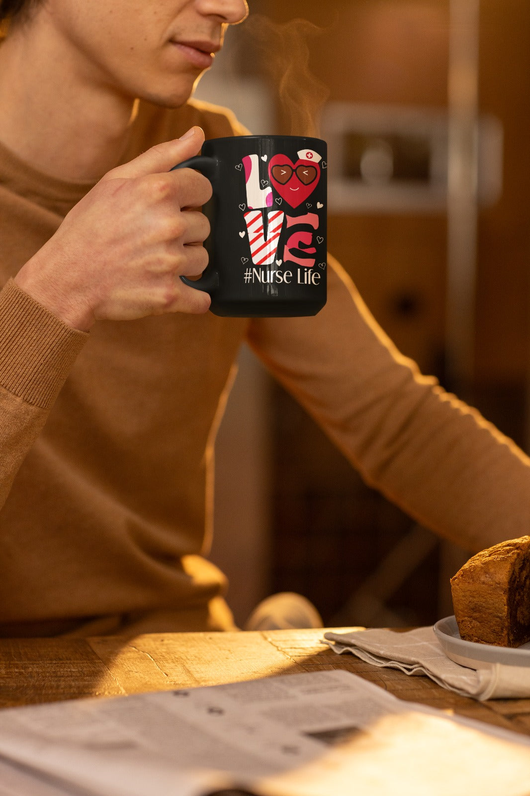 Nurse Life Mug, Black Coffee Cup for Nurses, Valentine's Gift, Funny Nursing Mug, Perfect for Nurses' Day