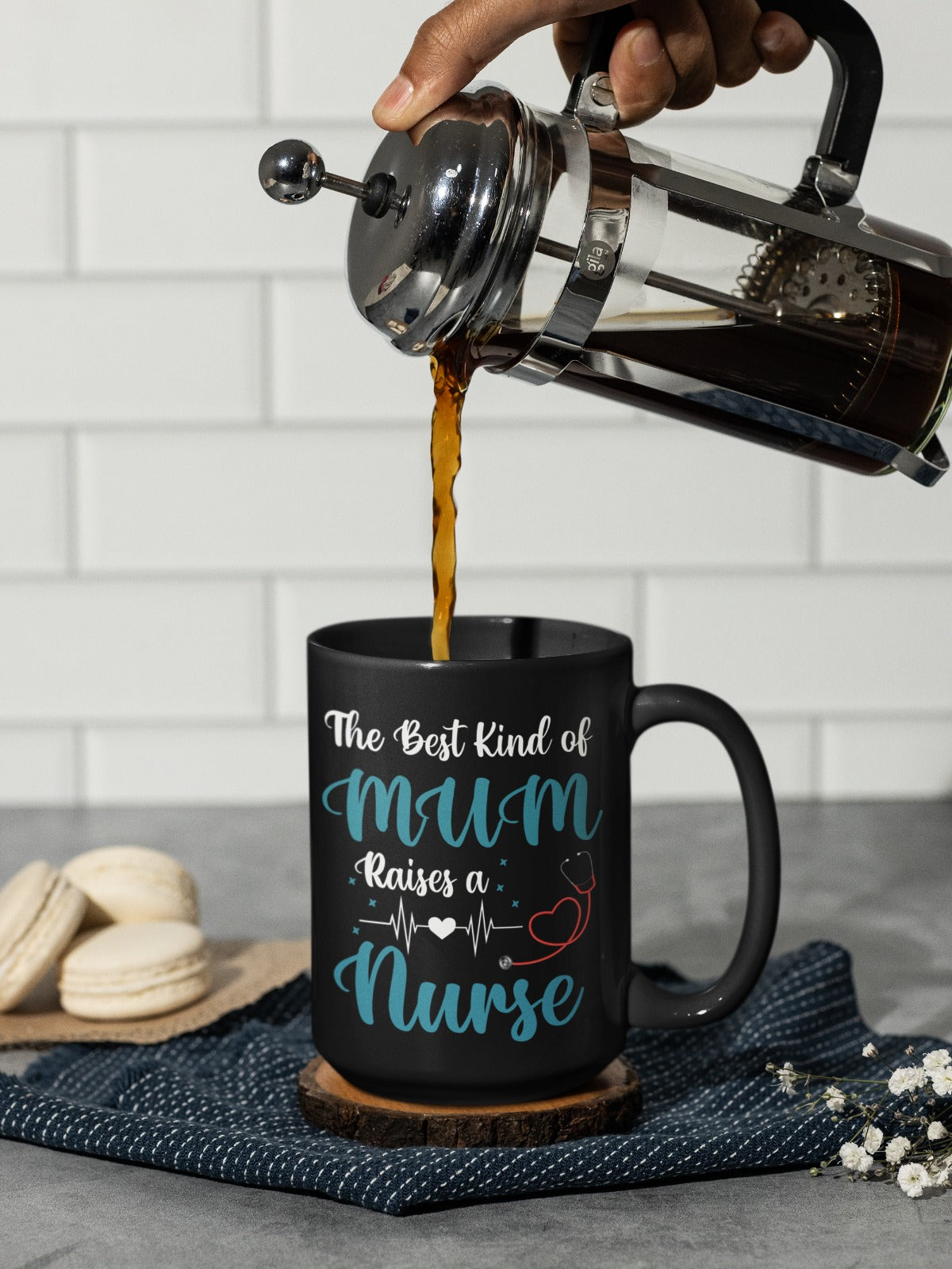 Nurse Mug, Gift for Nurses, Mum Raises A Nurse Mug, Black Coffee Cup, Nurse Appreciation Gift, Nurse Graduation Gift, Nursing Student Mug