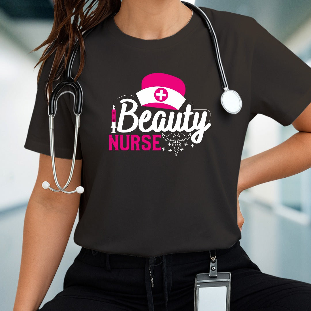 Beauty Nurse T-shirt, Medical Professional Shirt, Healthcare Worker Shirt, Nursing Gift, Cute Scrubs Apparel, Nursing Shirt, Cute Nurse Tee