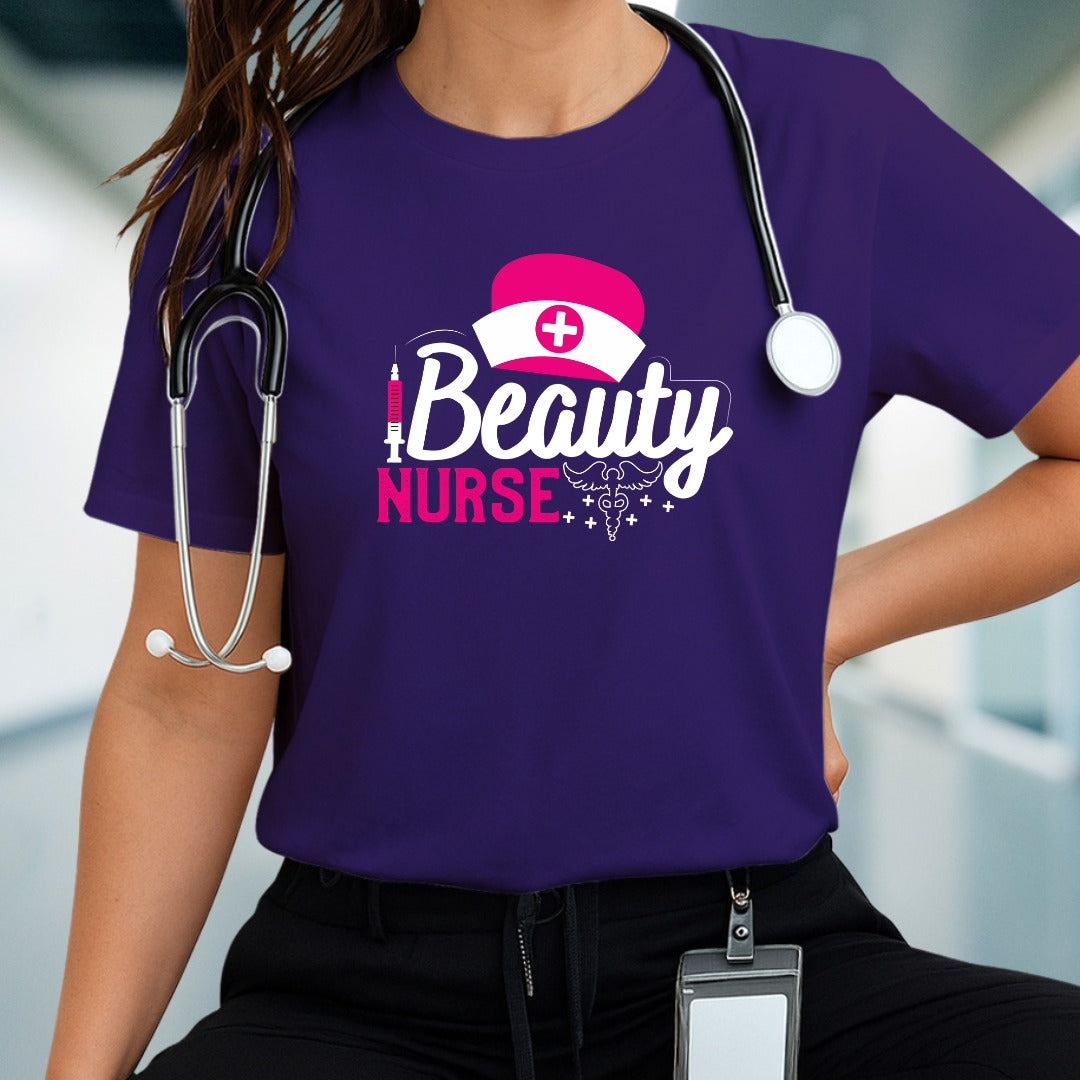 Beauty Nurse T-shirt, Medical Professional Shirt, Healthcare Worker Shirt, Nursing Gift, Cute Scrubs Apparel, Nursing Shirt, Cute Nurse Tee