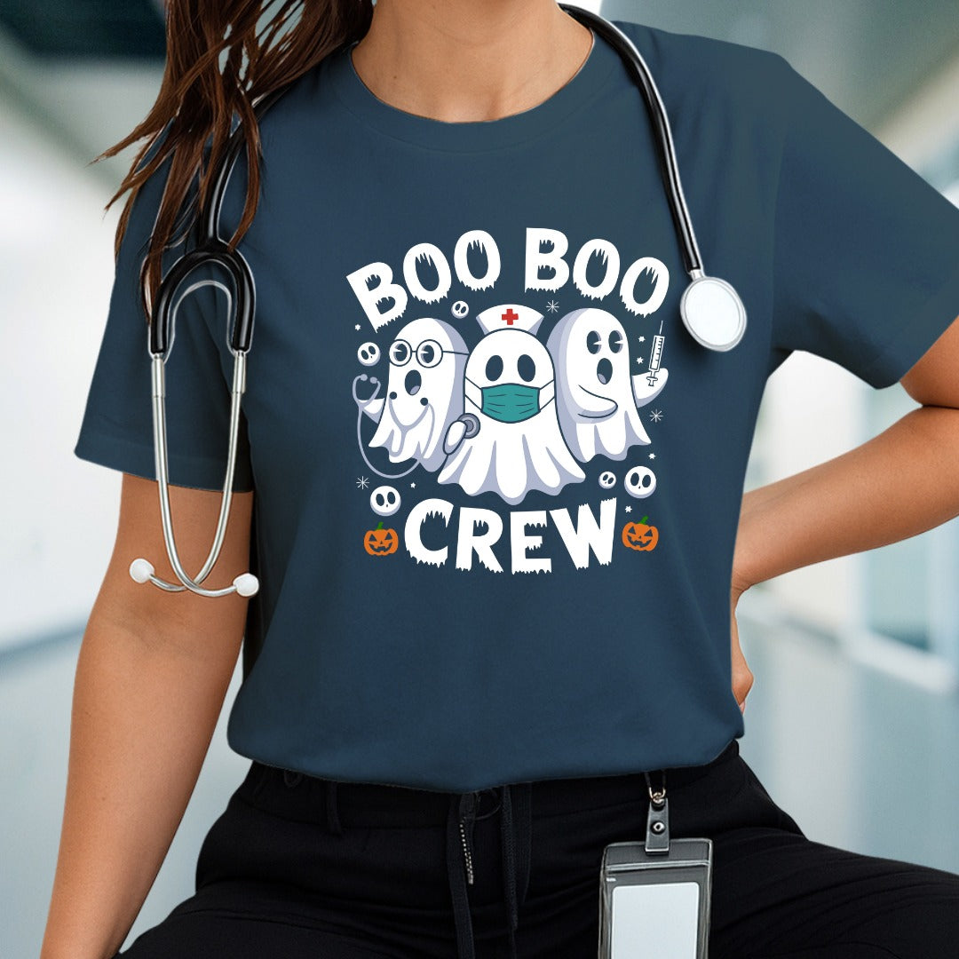 Funny Boo Boo Crew Ghost Nurse Halloween T-Shirt – Cute Medical Halloween Tee for Nurses, Doctors, Healthcare Workers, Spooky Gift