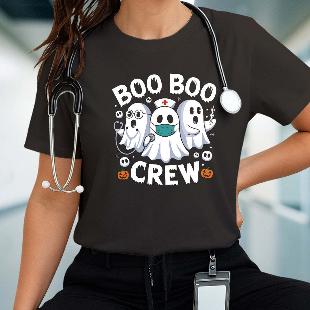 Funny Boo Boo Crew Ghost Nurse Halloween T-Shirt – Cute Medical Halloween Tee for Nurses, Doctors, Healthcare Workers, Spooky Gift
