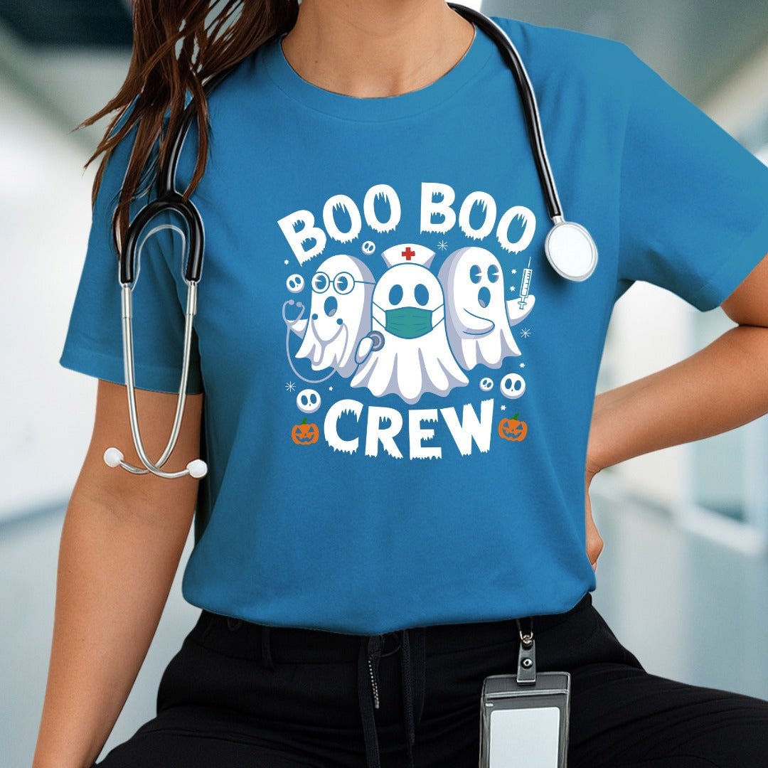 Funny Boo Boo Crew Ghost Nurse Halloween T-Shirt – Cute Medical Halloween Tee for Nurses, Doctors, Healthcare Workers, Spooky Gift