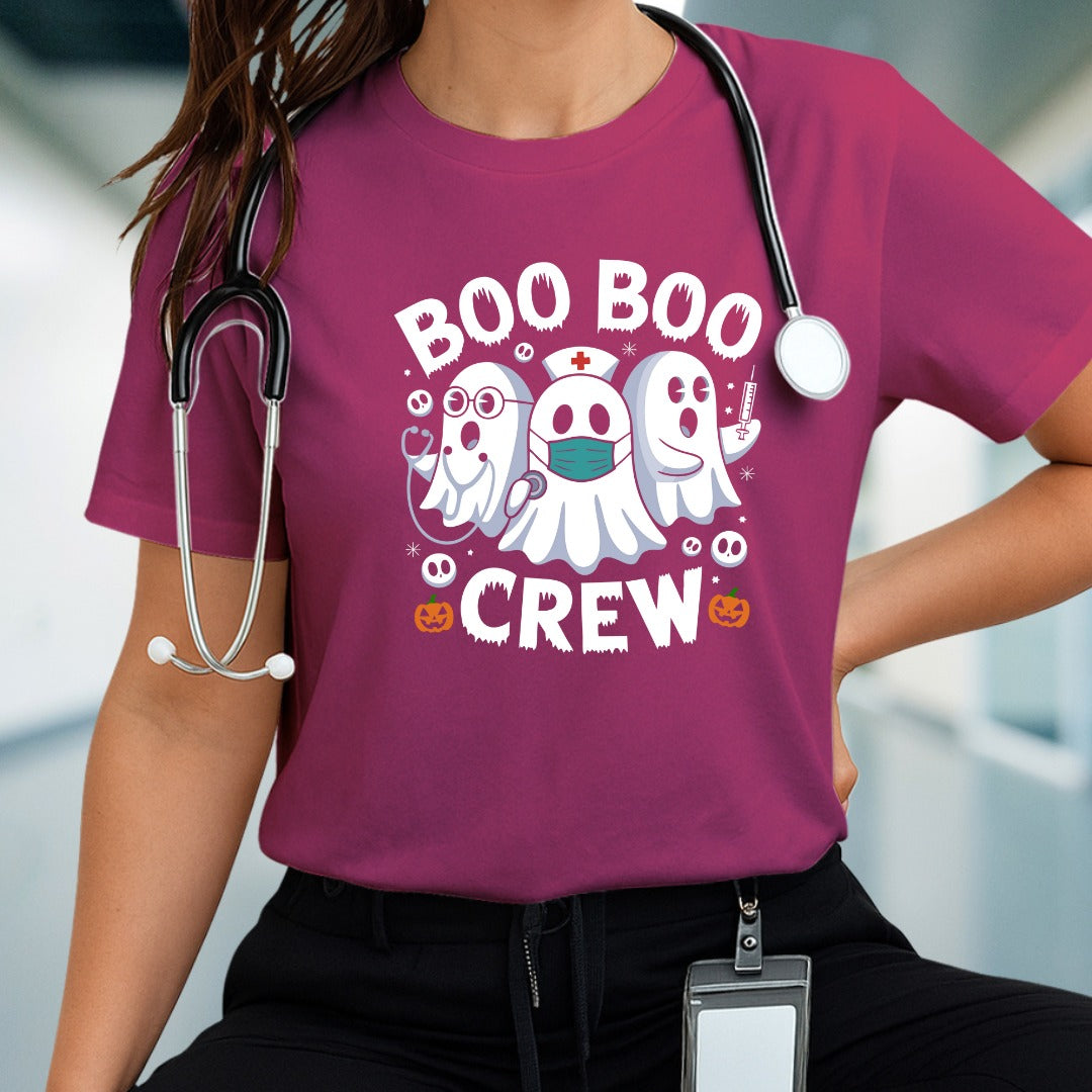 Funny Boo Boo Crew Ghost Nurse Halloween T-Shirt – Cute Medical Halloween Tee for Nurses, Doctors, Healthcare Workers, Spooky Gift