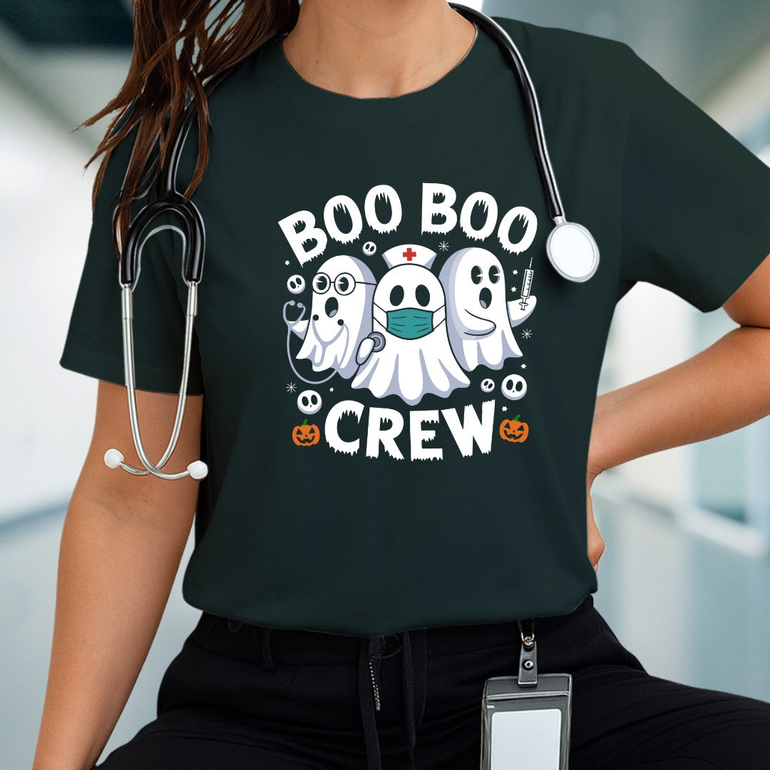 Funny Boo Boo Crew Ghost Nurse Halloween T-Shirt – Cute Medical Halloween Tee for Nurses, Doctors, Healthcare Workers, Spooky Gift