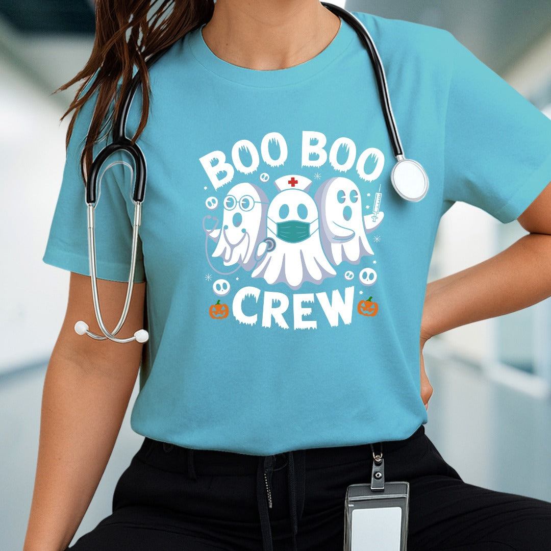 Funny Boo Boo Crew Ghost Nurse Halloween T-Shirt – Cute Medical Halloween Tee for Nurses, Doctors, Healthcare Workers, Spooky Gift