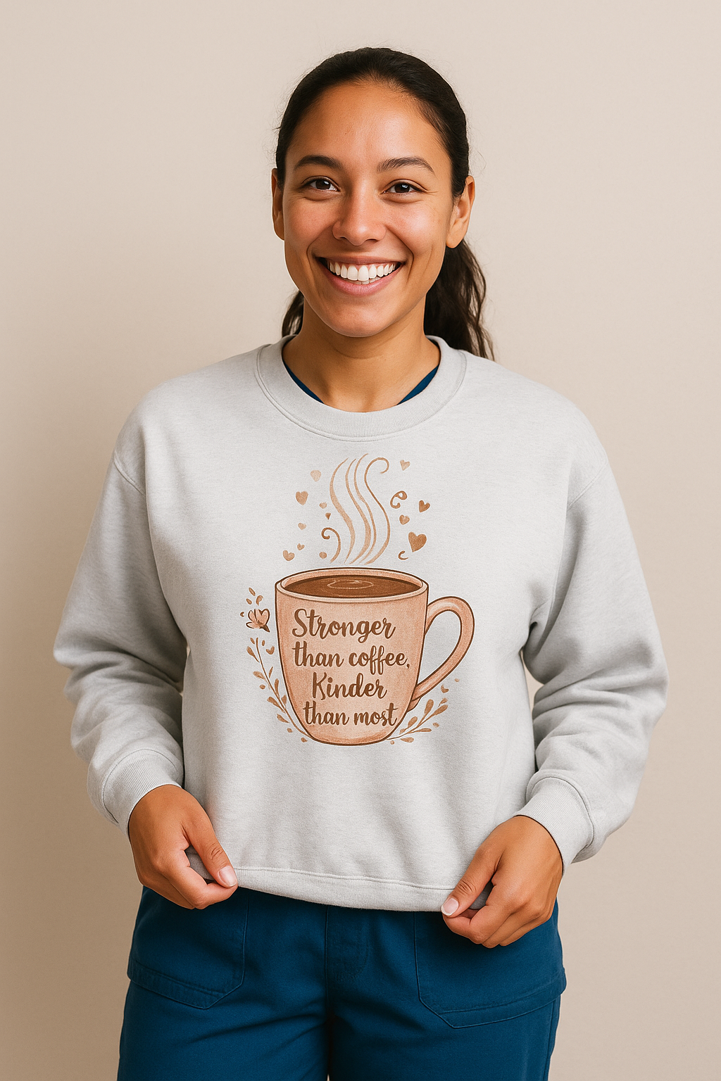 Stronger Than Coffee Nurse Crew neck sweatshirt