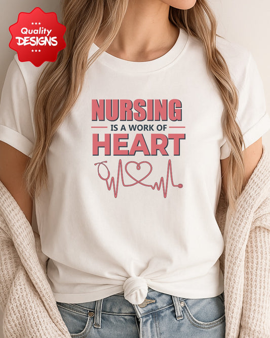 Nursing Heart Tee, Gift for Nurses, Healthcare Apparel, Medical Profession Shirt, Cute Nursing Top, Nursing School Gift, Nursing T-shirt