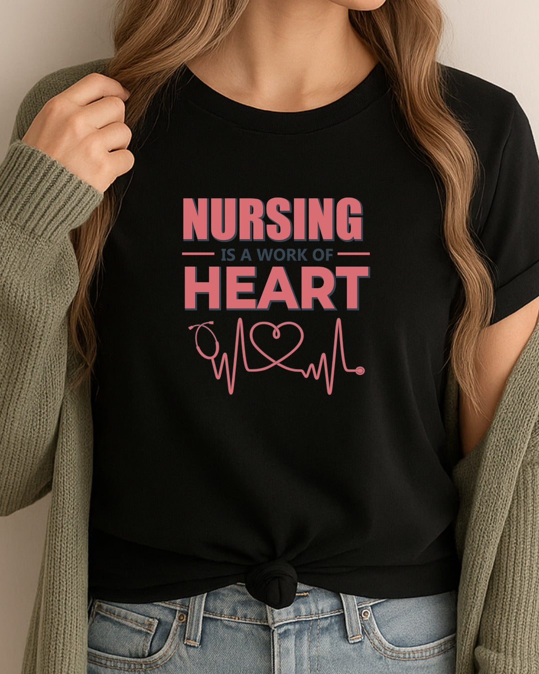 Nursing Heart Tee, Gift for Nurses, Healthcare Apparel, Medical Profession Shirt, Cute Nursing Top, Nursing School Gift, Nursing T-shirt