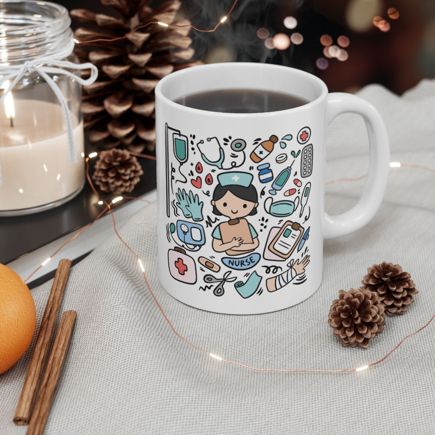 Whimsical Illustrated Ceramic, Mug for Coffee Lovers, Funny Gift for Friends, Cute Kitchenware, Cozy Home Décor, Unique Drinkware