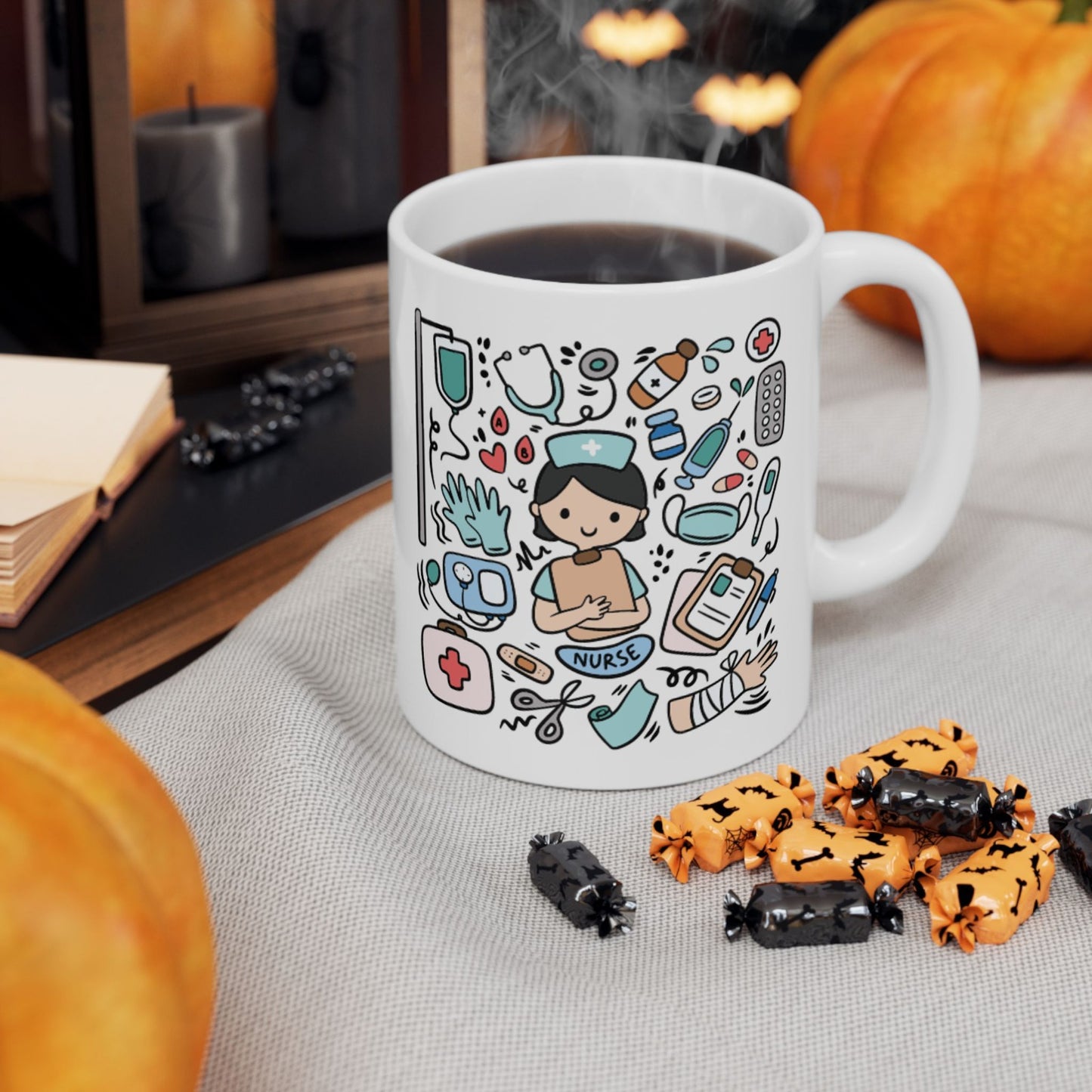 Whimsical Illustrated Ceramic, Mug for Coffee Lovers, Funny Gift for Friends, Cute Kitchenware, Cozy Home Décor, Unique Drinkware