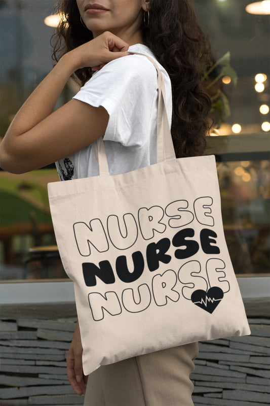 Nurse Tote Bag, Cute Cotton Bag for Nurses, Nurse Appreciation Gift, Eco-Friendly, Everyday Use, Hospital Essentials