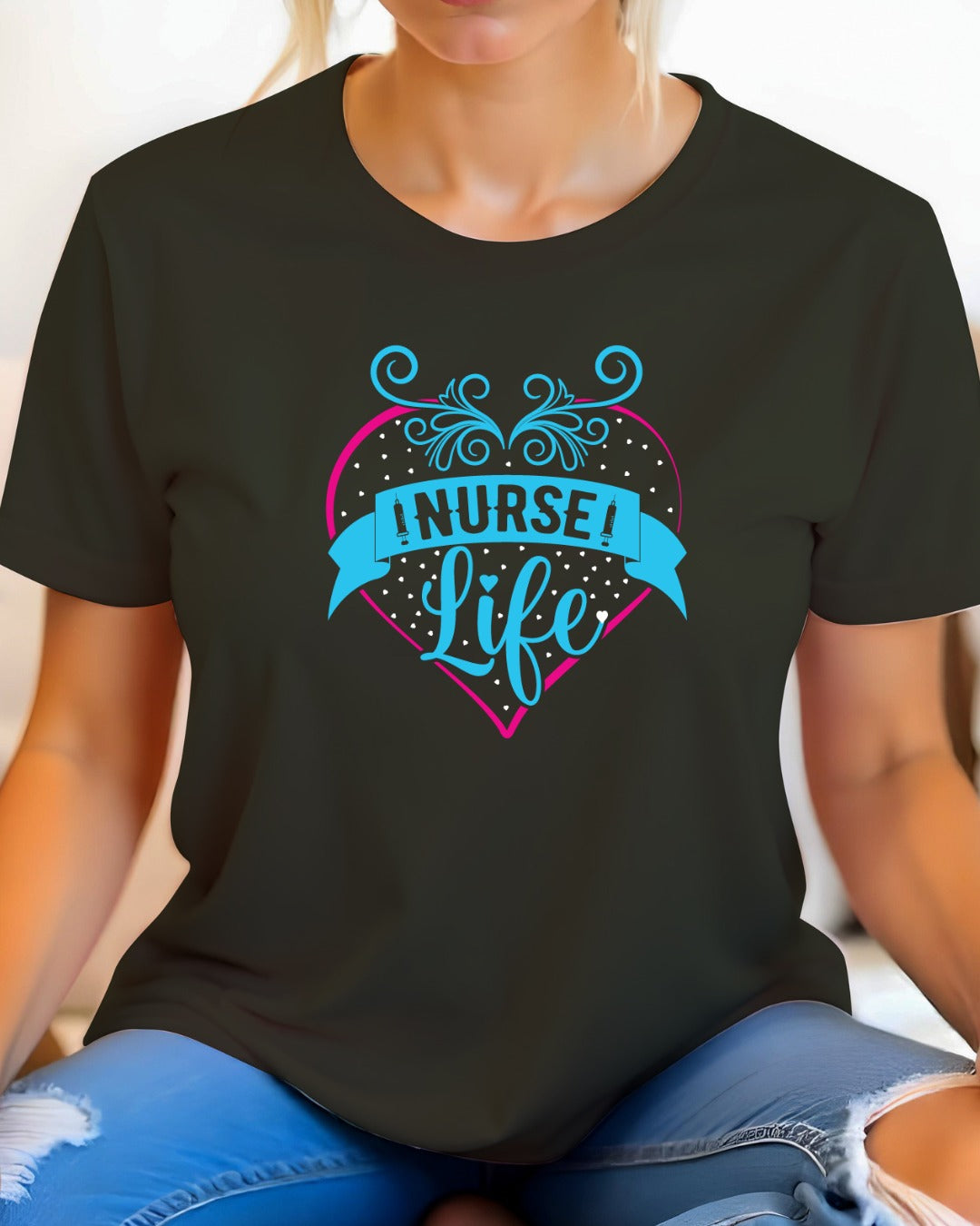 Nurse Life Heart T-Shirt, Nursing Shirt, Gift for Healthcare Workers, Cute Nurse Apparel, Nurse Appreciation Gift, Nursing Student Shirt