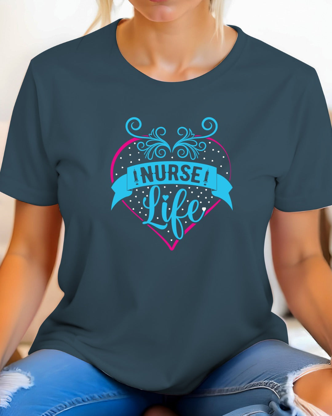 Nurse Life Heart T-Shirt, Nursing Shirt, Gift for Healthcare Workers, Cute Nurse Apparel, Nurse Appreciation Gift, Nursing Student Shirt